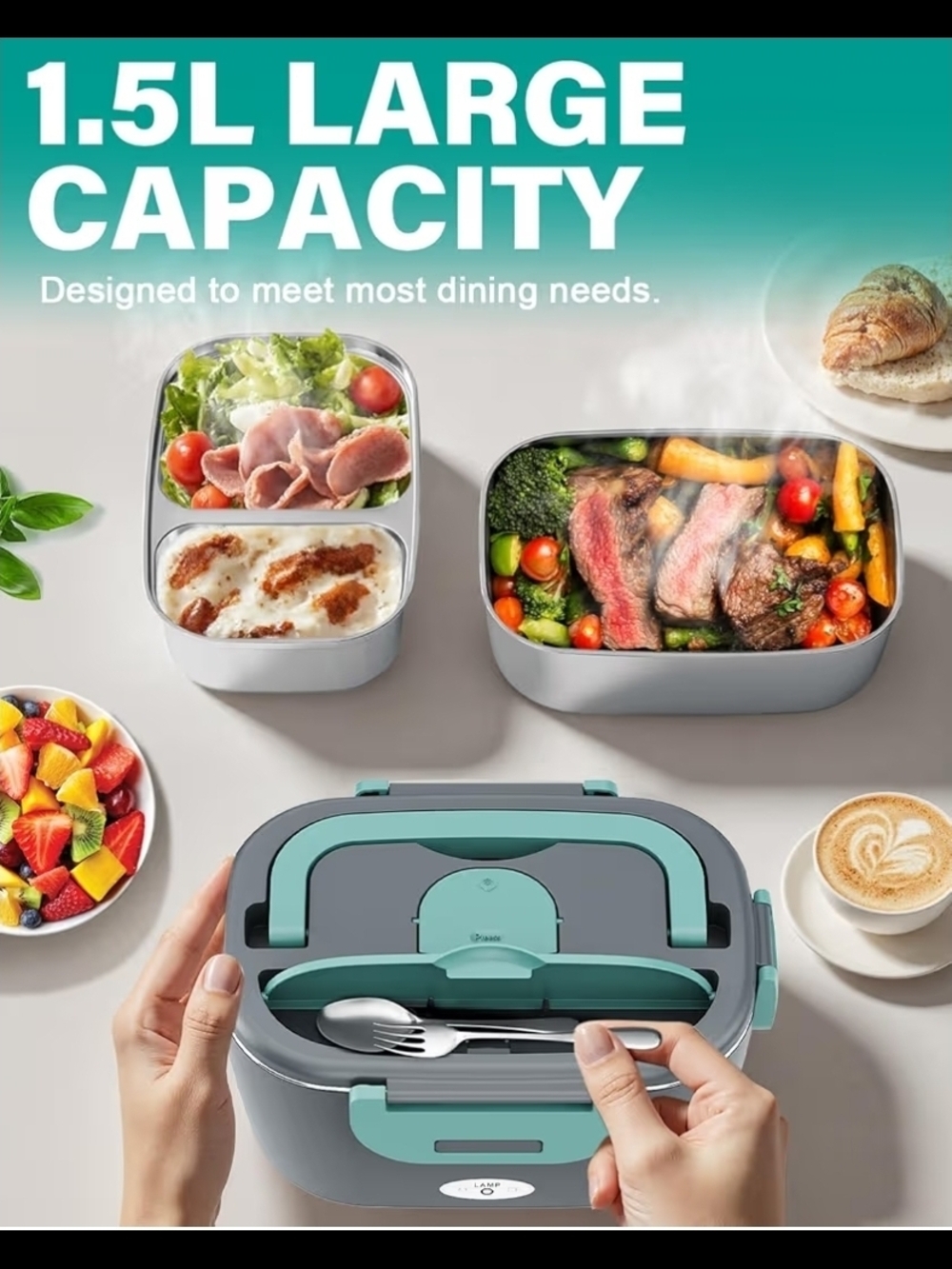 Geveniss Electric Lunch Box Heated Food Warmer 1.5L